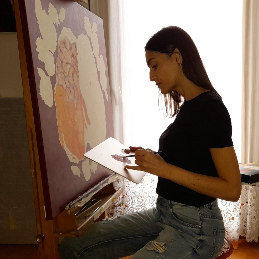 Claudia Daminato in the painting studio